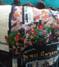 Lovely Hand Sewn Wool Tapestry Cushion Old Fashioned Shop Bay Window Bobble Trim - Image 2