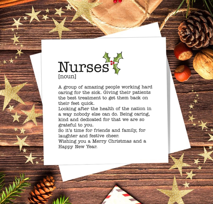 Nurses Definition Christmas Card - blank inside