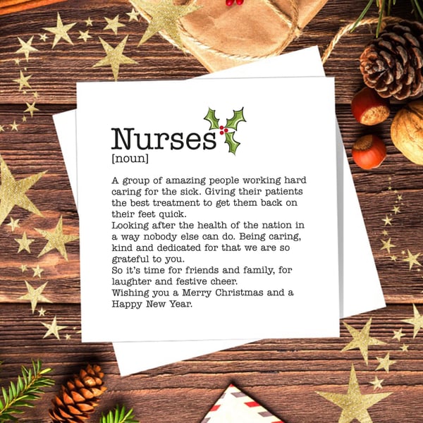 Nurses Definition Christmas Card - blank inside