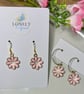 Pink Daisy Earrings, Floral Charms, Handmade Jewellery 