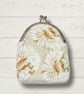 Fabric Coin Purse, Cream Purse, Handmade Frame Purse - Image 1