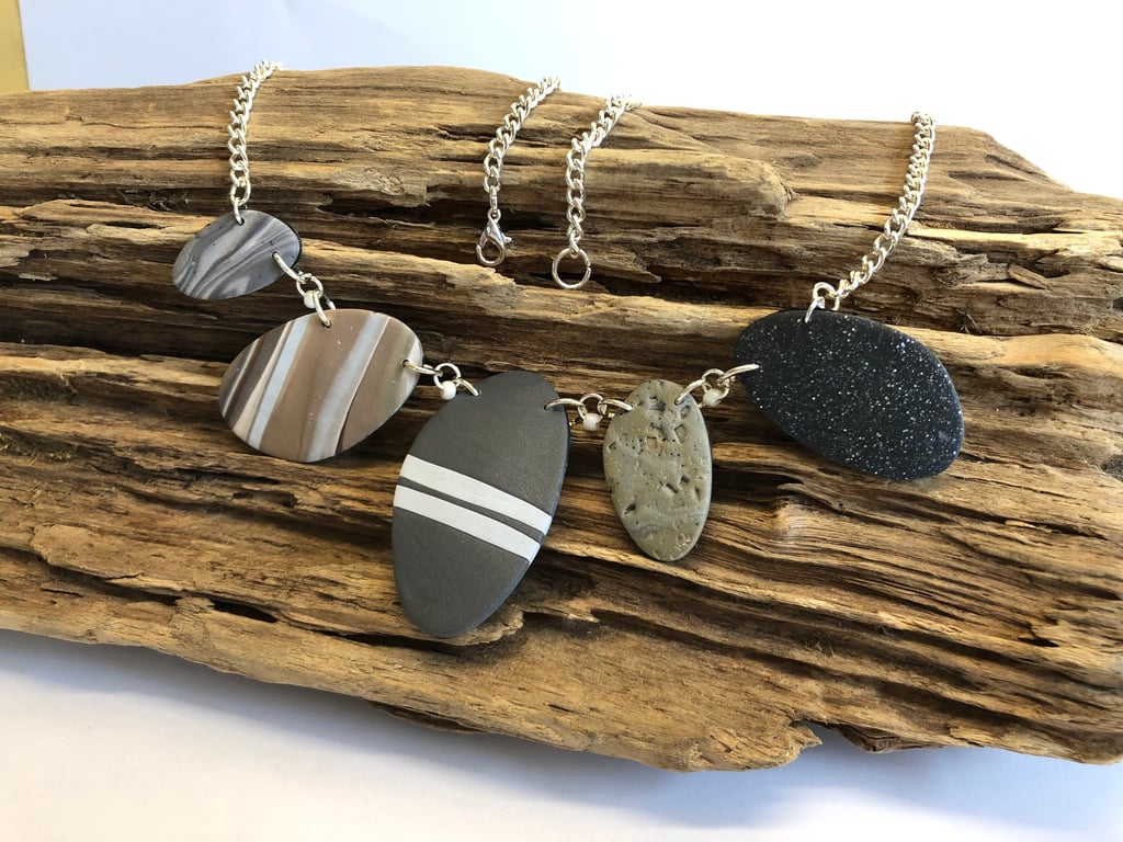Pebble Effect Polymer Clay Necklace