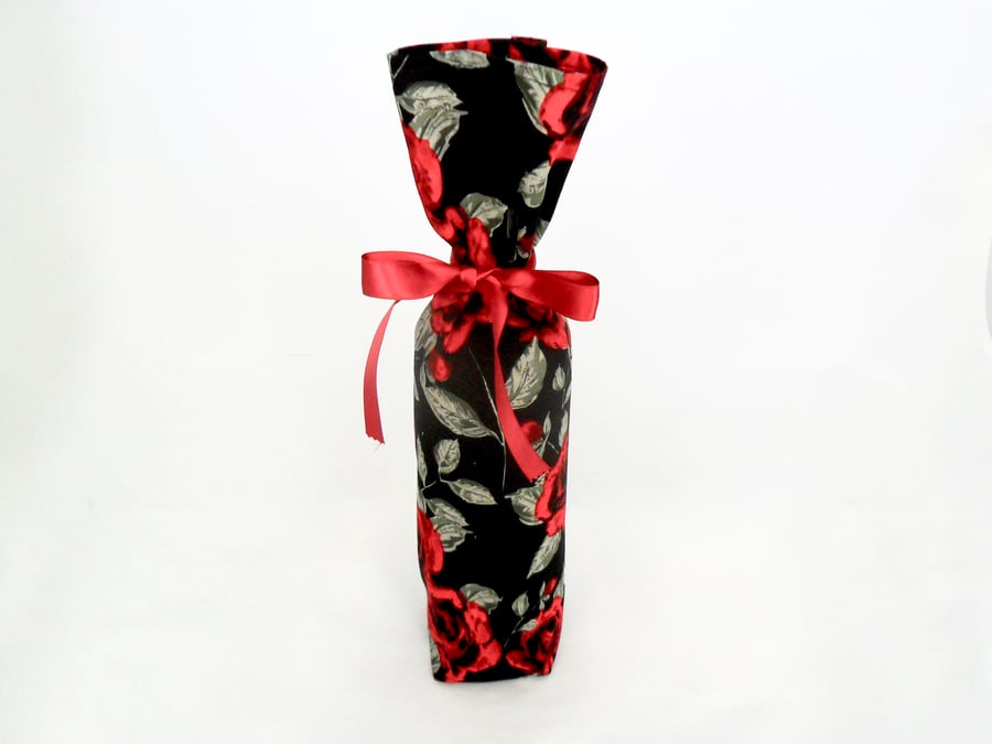 Red and black floral gift bag