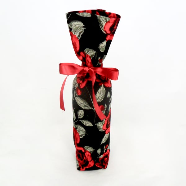 Red and black floral gift bag