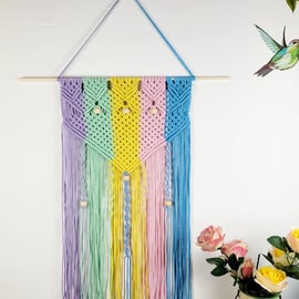 Bubblegum Pastels Rainbow Macrame wall hanging, boho wall decor, colourful wall 