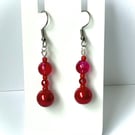 Rich Red Beaded Earrings