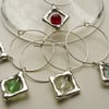  Silver Diamond Framed  Wine Glass Charms Set of 5  WG5