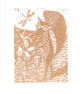 Golden Fox Lino Print - Handmade Print - Image 1