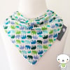 BellaOski BANDANA DRIBBLE BIB Fab MINI ELEPHANTS Fabric HANDMADE BABY GIFT IDEA