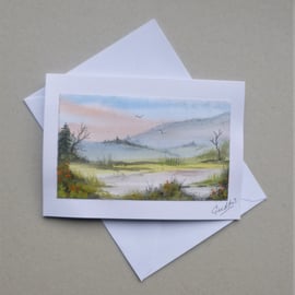 greetings card hand painted landscape blank card ( ref F 467.C5 )