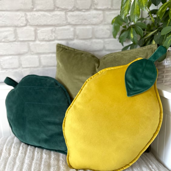 Yellow Velvet Lemon Cushion Summer Pillow Fruit Theme Kids Nursery Decor