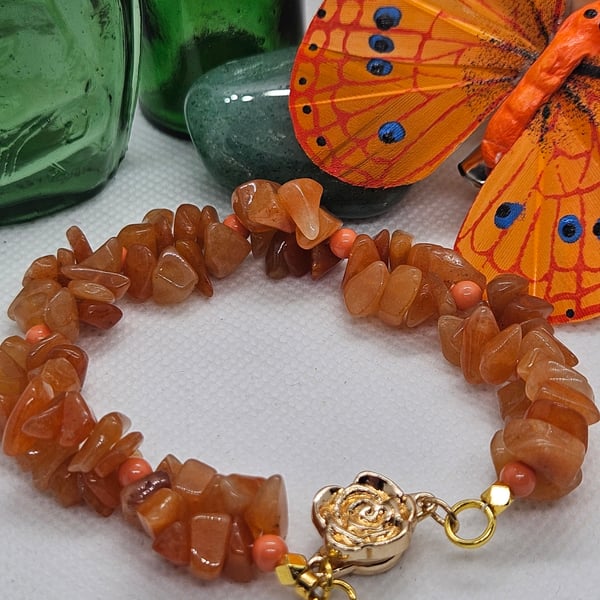 Aventurine & Glass Bead Bracelet with Magnetic Clasp