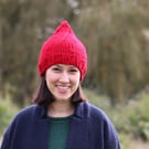 Red Gnome Hat, Chunky Knit Hat, Womens Hat, Winter Hat, Garden Gnome Hat