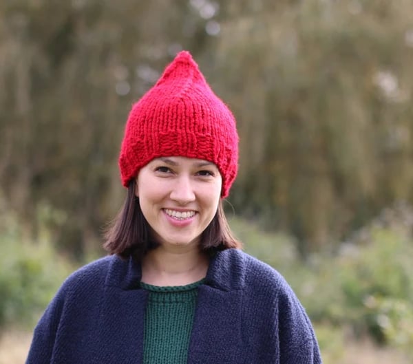 Red Gnome Hat, Chunky Knit Hat, Womens Hat, Winter Hat, Garden Gnome Hat