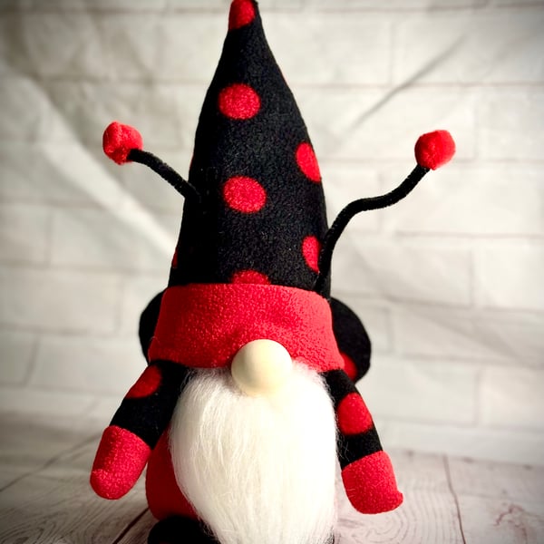 Handmade Ladybug Nordic Gnome, Gonk, Swedish Tomte