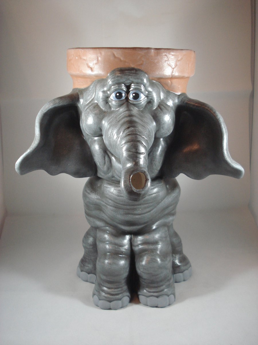  Ceramic Grey Elephant Animal  Garden Plant Flower Herb Pot Planter Container.