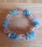 Rose quartz and aquamarine elasticated bracelet - Image 1