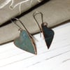 Patinated Copper Heart drop Earrings. 