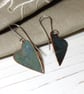 Patinated Copper Heart drop Earrings. 