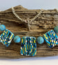 Turquoise & Yellow Stroppel Cane Necklace - Image 1
