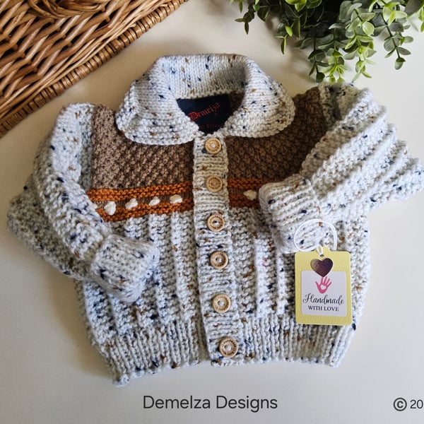 Hand Knitted Baby Boys Cardigan Size 3-9 months size