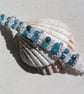 Teal Apatite & Clear Quartz Gemstone Crystal Beaded Bracelet - Image 4