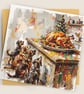 Dogs & Christmas Turkey – Premium Festive Greeting Card
