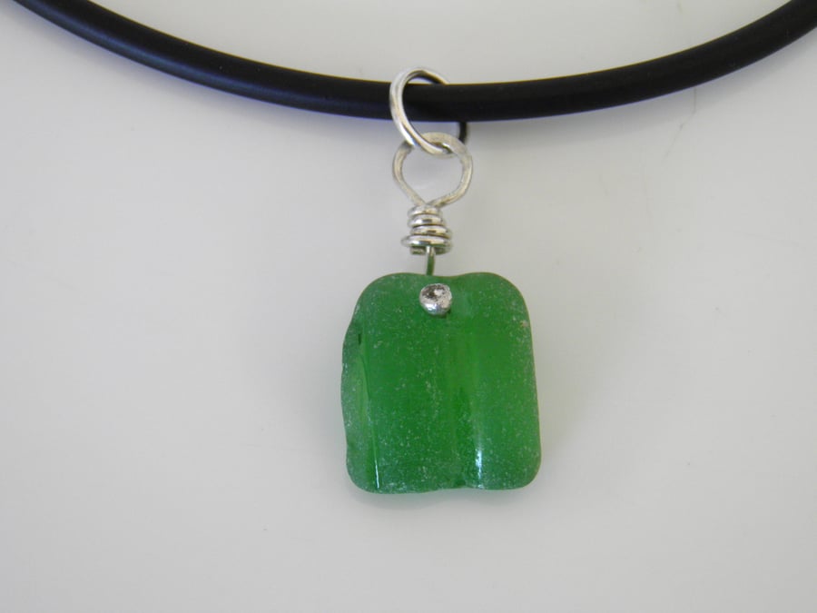 Green Sea Glass Necklace 