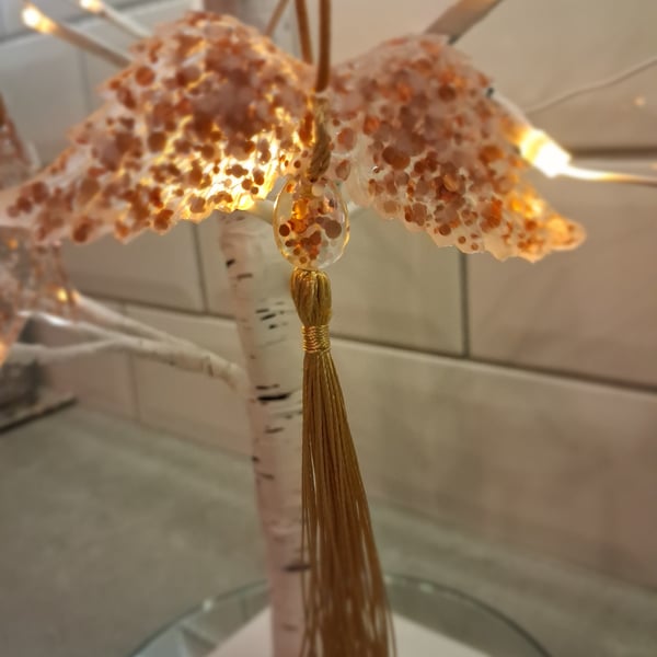 Angel wings tree decoration, Resin Gold Angel ornament 