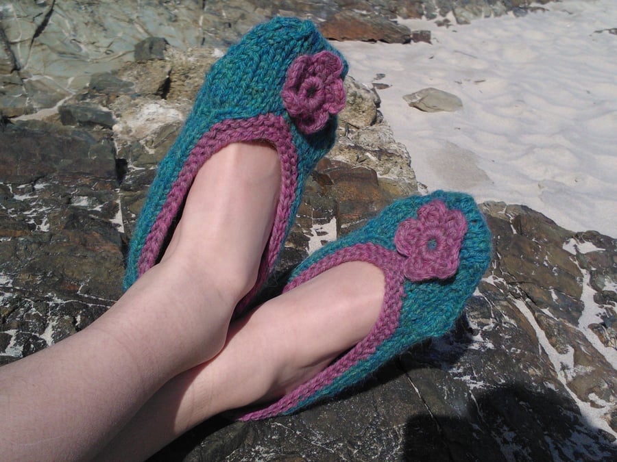 Knitting pattern for ladies ballet slippers - digital pattern ckc009