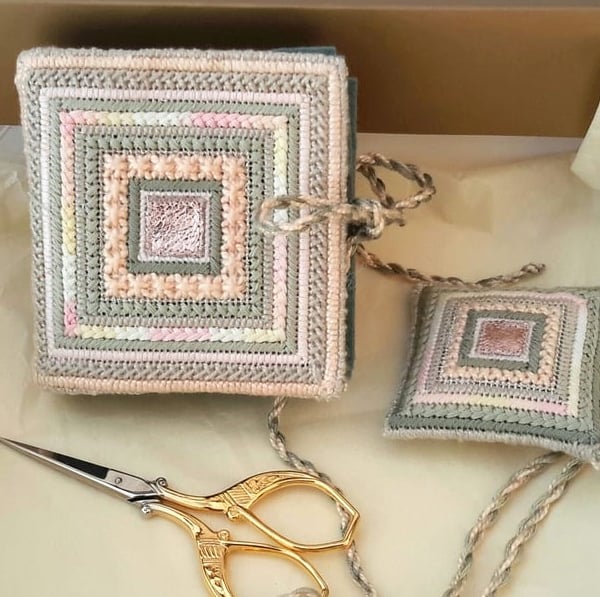 Needlepoint Needlecase, Embroidery Scissors & Scissor Keep, gift box