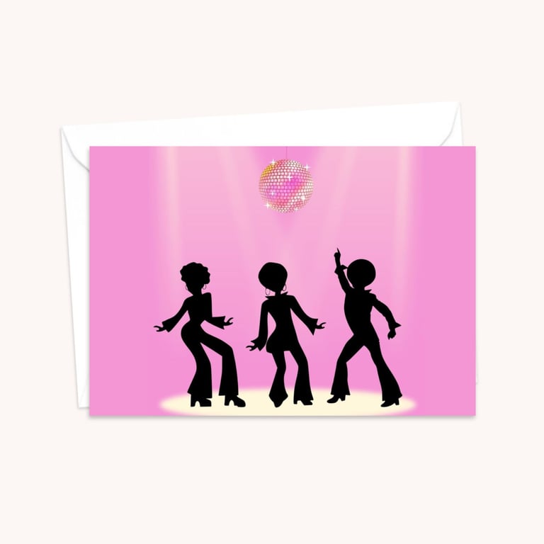 Seventies Disco Greeting Card: Platform Shoes and Glitter Ball (706)