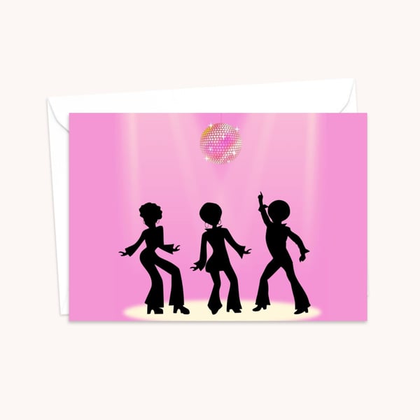 Seventies Disco Greeting Card: Platform Shoes and Glitter Ball (706)