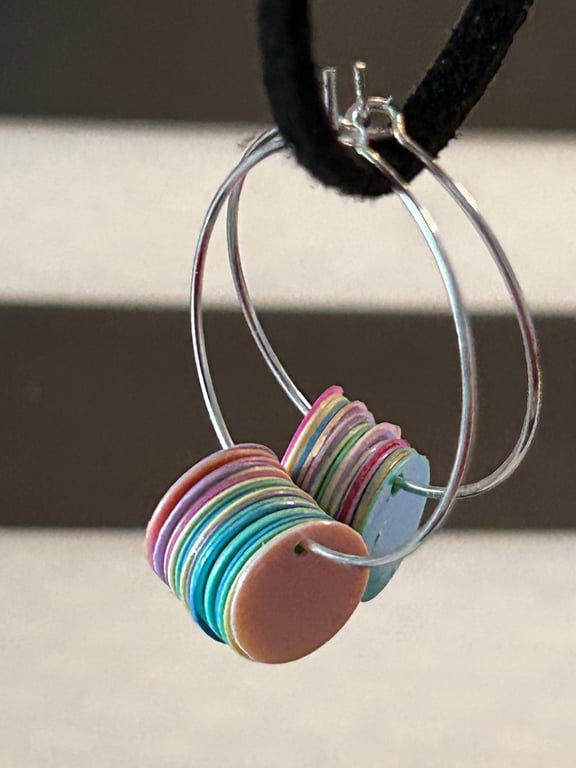 Silver Plated Rainbow Hoop Earrings - 25mm