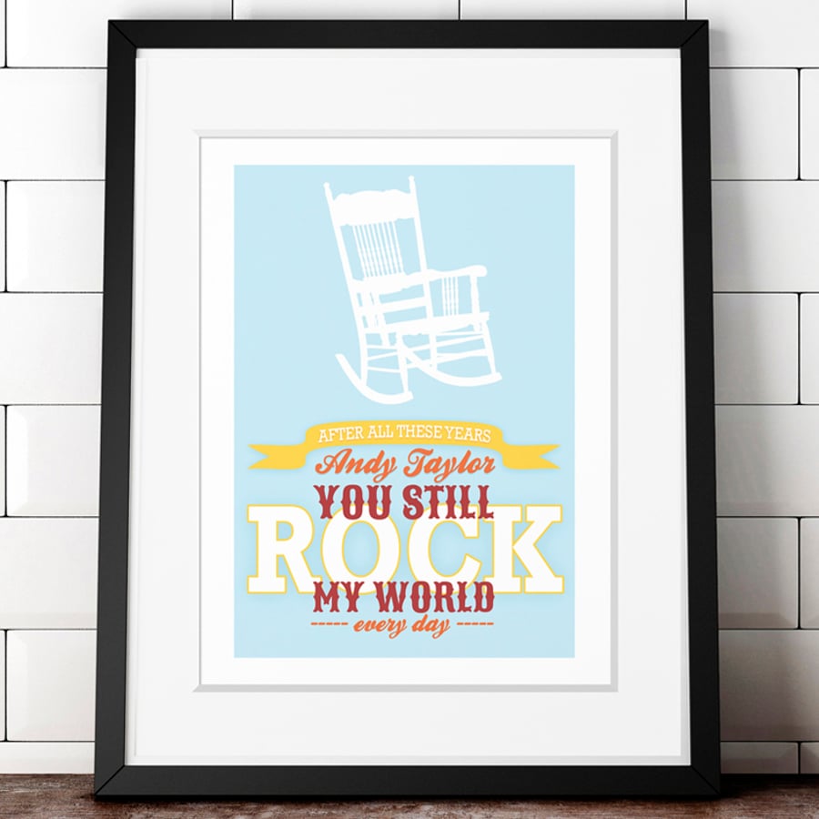 You Rock My World personalised anniversary print, Valentine gift