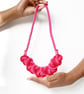 Hot pink cotton rope necklace with heart design, Chunky necklace (Free Shipping) - Image 3