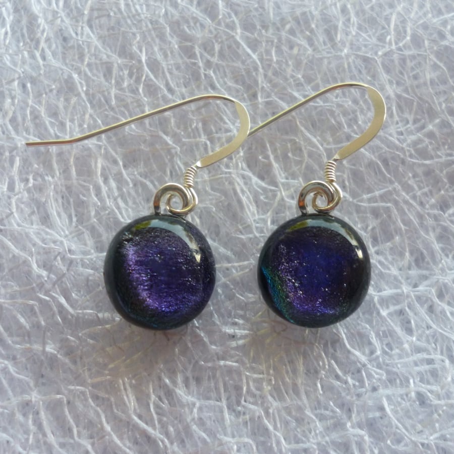 Purple Dichroic Glass Earrings