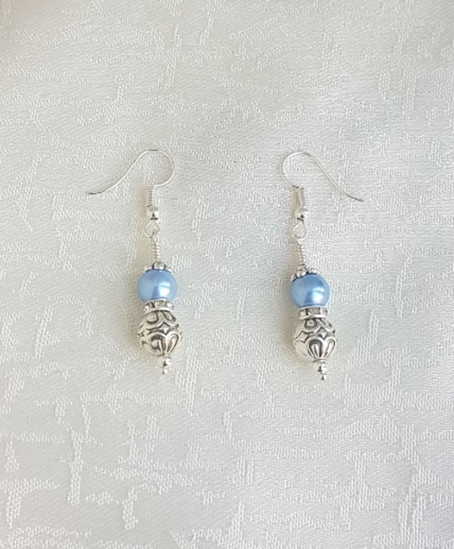 Gorgeous Light Blue Magnetic Haematite and Fancy Bead Earrings.