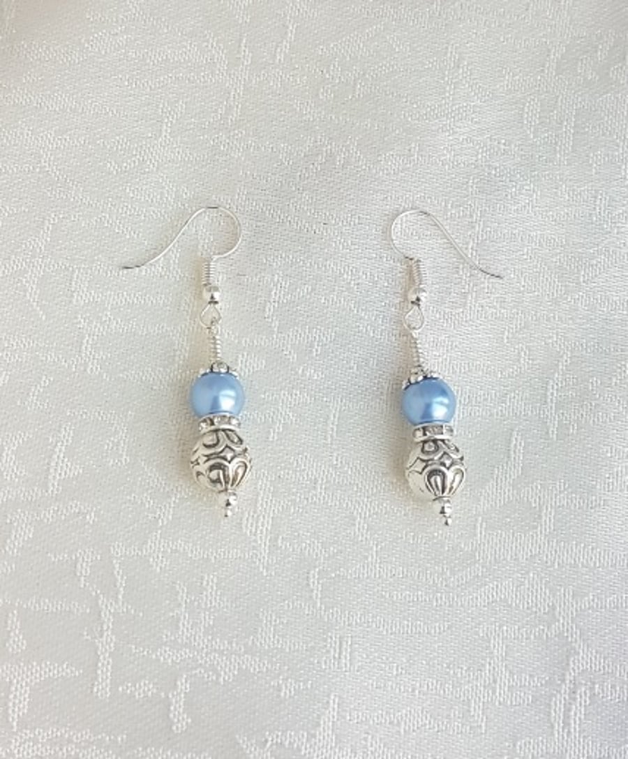 Gorgeous Light Blue Magnetic Haematite and Fancy Bead Earrings.