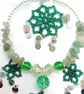 Turquoise beaded flower and semi-precious stone glittering sun catcher