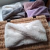 Vanilla Cream Fluffy Fleece Cosy Twist Snood   Neckwarmer