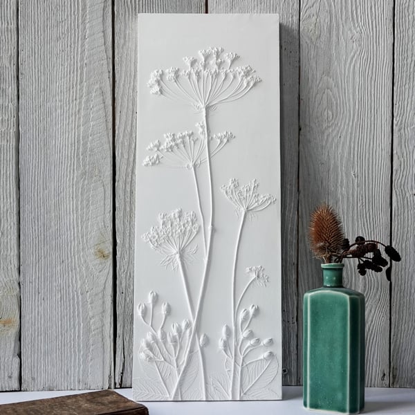 Queen Anne's Lace Plaster Cast Wall Plaque