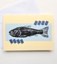 Trout fish hand-printed blank greetings card