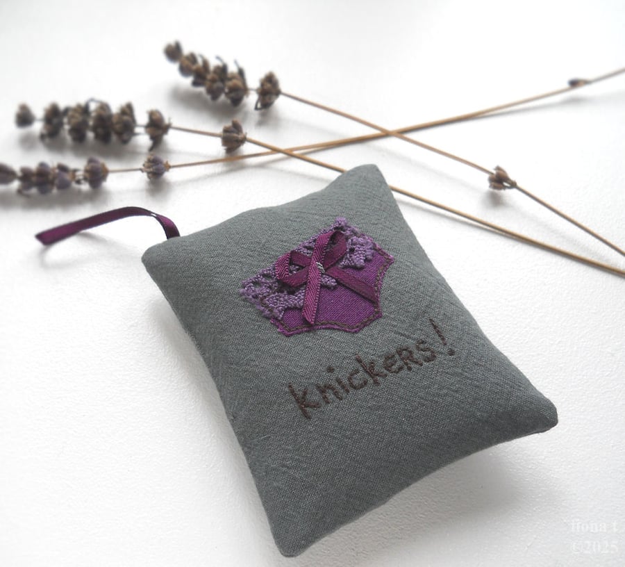 freehand embroidered lavender bag sachet hanging decoration 
