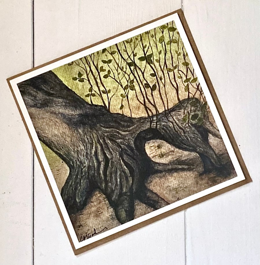 "Life Finds A Way On A Hornbeam" Watercolour Greeting Card (Blank) 