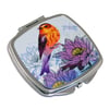 SALE: Compact Mirror for pocket or handbag with bird and flowers. M10