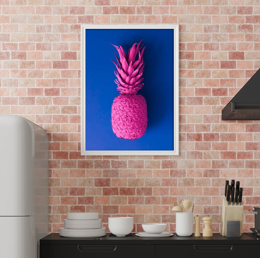 Pink pineapple abstract fruit print