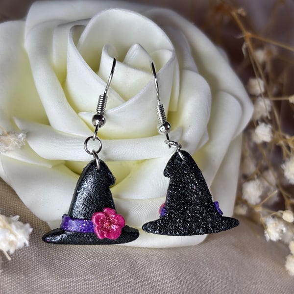 Enchanted Bloom Witch Hat Earrings