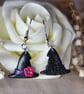 Enchanted Bloom Witch Hat Earrings