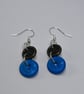 Blue and Grey Vintage Button Earrings - Image 4
